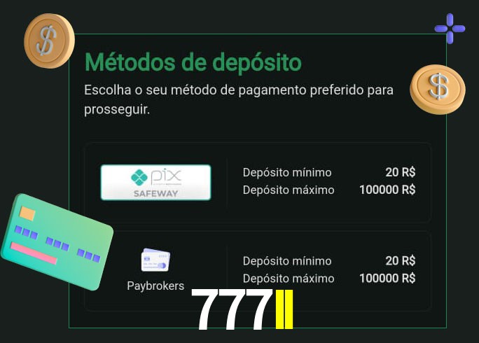 O cassino 777II oferece uma grande variedade de métodos de pagamento